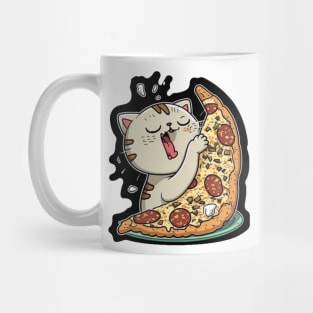 Cat eating pizza Mug